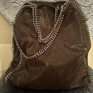 Black Faux Suede Chain Bag